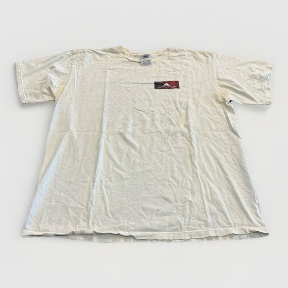 Vintage Adidas Mens White Training For Sports Graphic Tee T-Shirt Size L USA